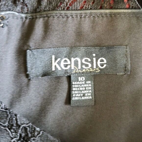 Kensie NWT Women's Black Lace-Trim Faux-Leather Shift Dress Size 10 - Picture 10 of 14